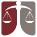 Justice scale icon - red and grey