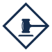 Triangle with gavel in the middle