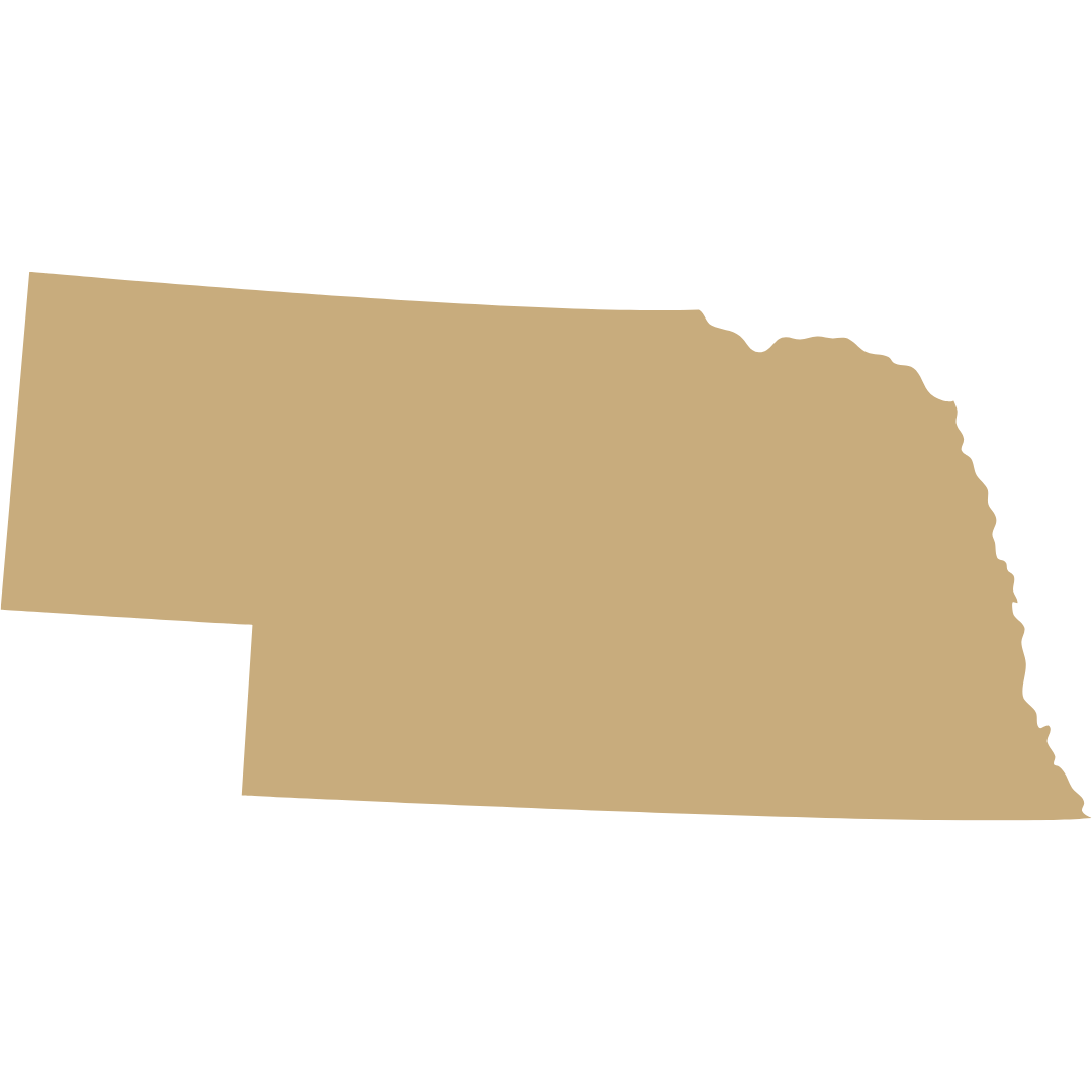 Nebraska State Silhouette in Gold